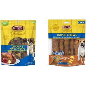 imageCadet Gourmet Chicken Treats for Dogs l All Natural Dog Treats for Small Medium ampamp Large Dogs l Healthy Dog Treats Gourmet Triple Chews ProteinRich Long Lasting Chew Treats for Dogs
