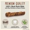 imageCadet Gourmet Triple Chews LongLasting Pork Hide Sticks with Sweet Potato and Chicken Healthy Dog Treats for Small ampamp Large Dogs 6 CountChicken