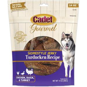 imageCadet Gourmet Homestyle Turducken Recipe Jerky Chews for Dogs Healthy Natural Dog Training Treats Made with Real Turkey Duck ampamp Chicken 14 oz