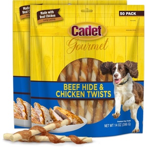 image:imageCadet Gourmet Beef Hide amp Chicken Twists Dog Chew Sticks 100 Count 5  100 real beef hide with chicken treats for small amp large dogs gourmet beef rawhide chew sticks natural chews for dogsChicken
